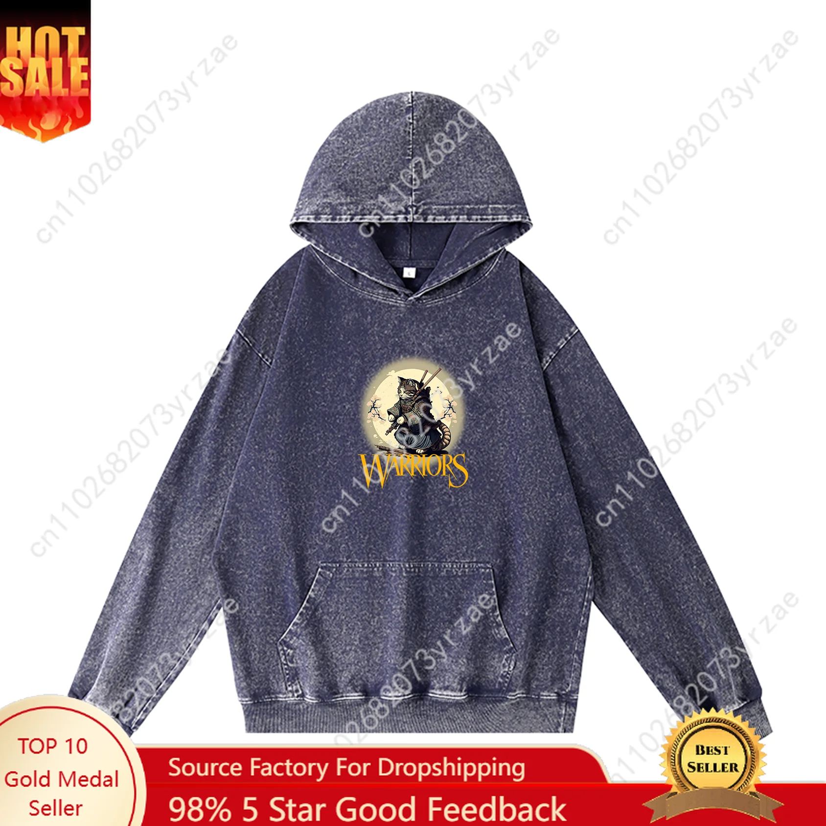 

Cat Warrior Retro Hooded Sports Tops Mans Womans Teenager Vintage Fashion Personality Pullover Sweat Shirt Customize Sweatshirt