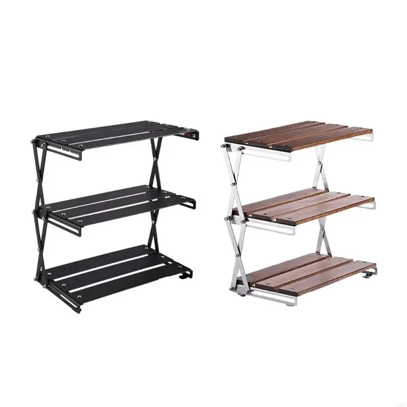 

Camping Folding Storage Rack Display Storage Rack Shelf Foldable Rack with 3 Layer, Stable Camping Shelving Organizers 400C