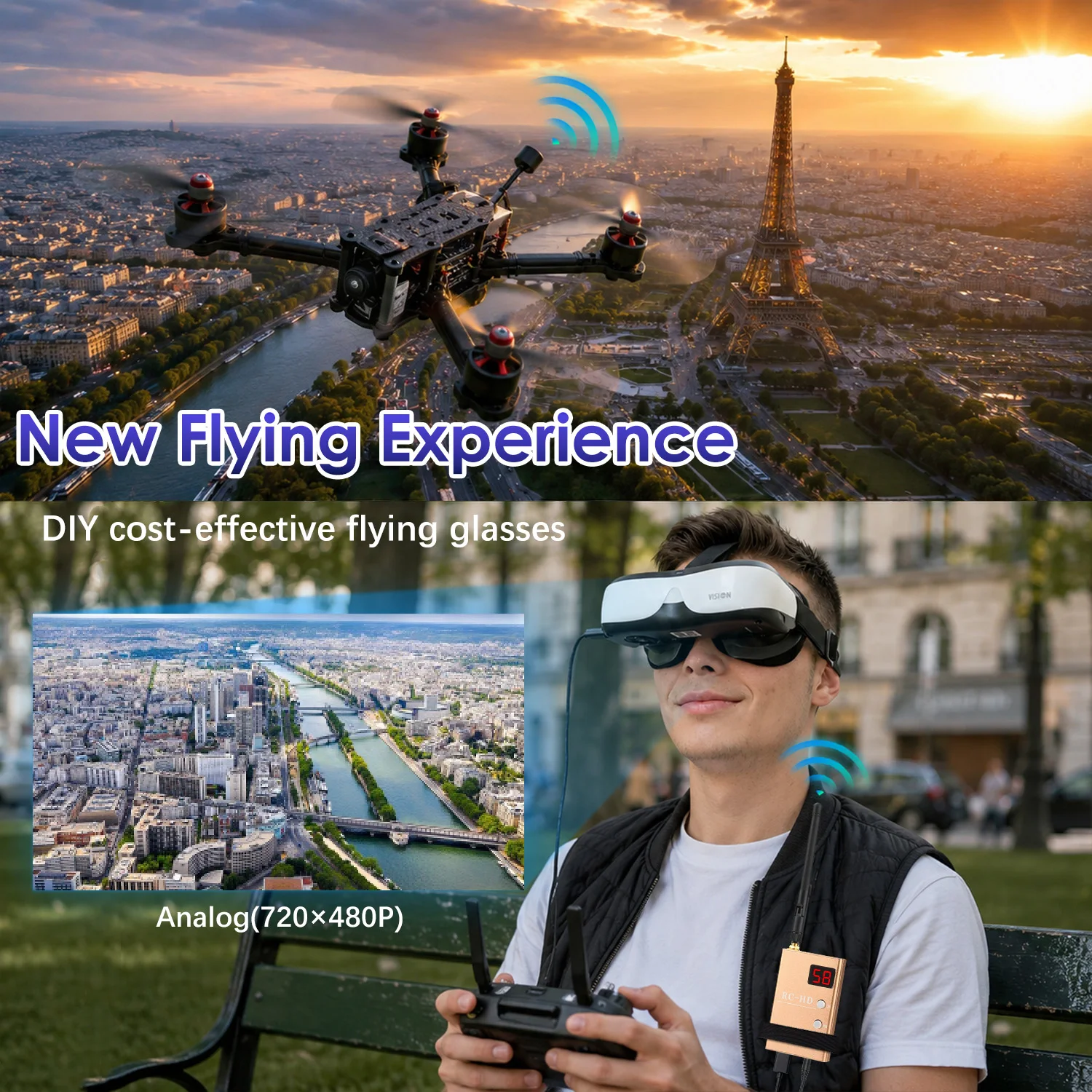 Kacamata FPV, Layar yang Dipas - Fpv Drone Goggles ulasan dan harga