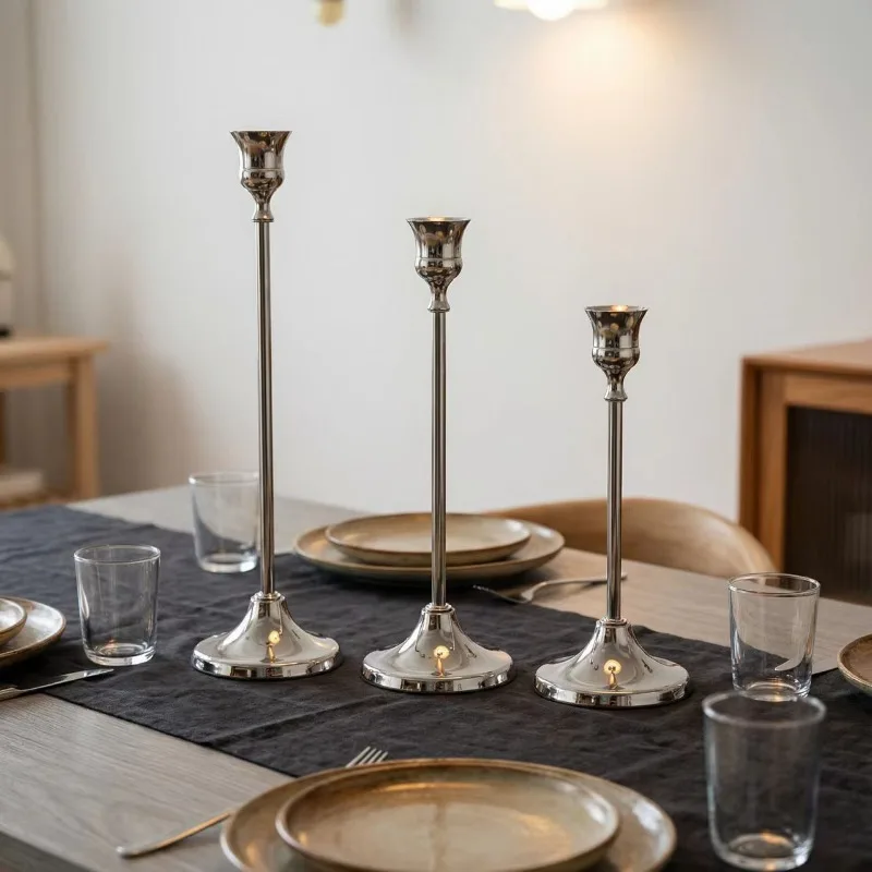 6pcs Creative Retro Horn Bell Candle Base European Light Luxury Nordic Metal Candlestick