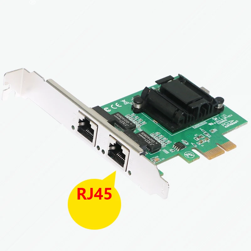 Dual Port Gigabit Ethernet PCI-E Network Card 1Gbps, i82571 Chip, X1 Slot, Green PCB, for Server/Desktop PC for Windows/Linux