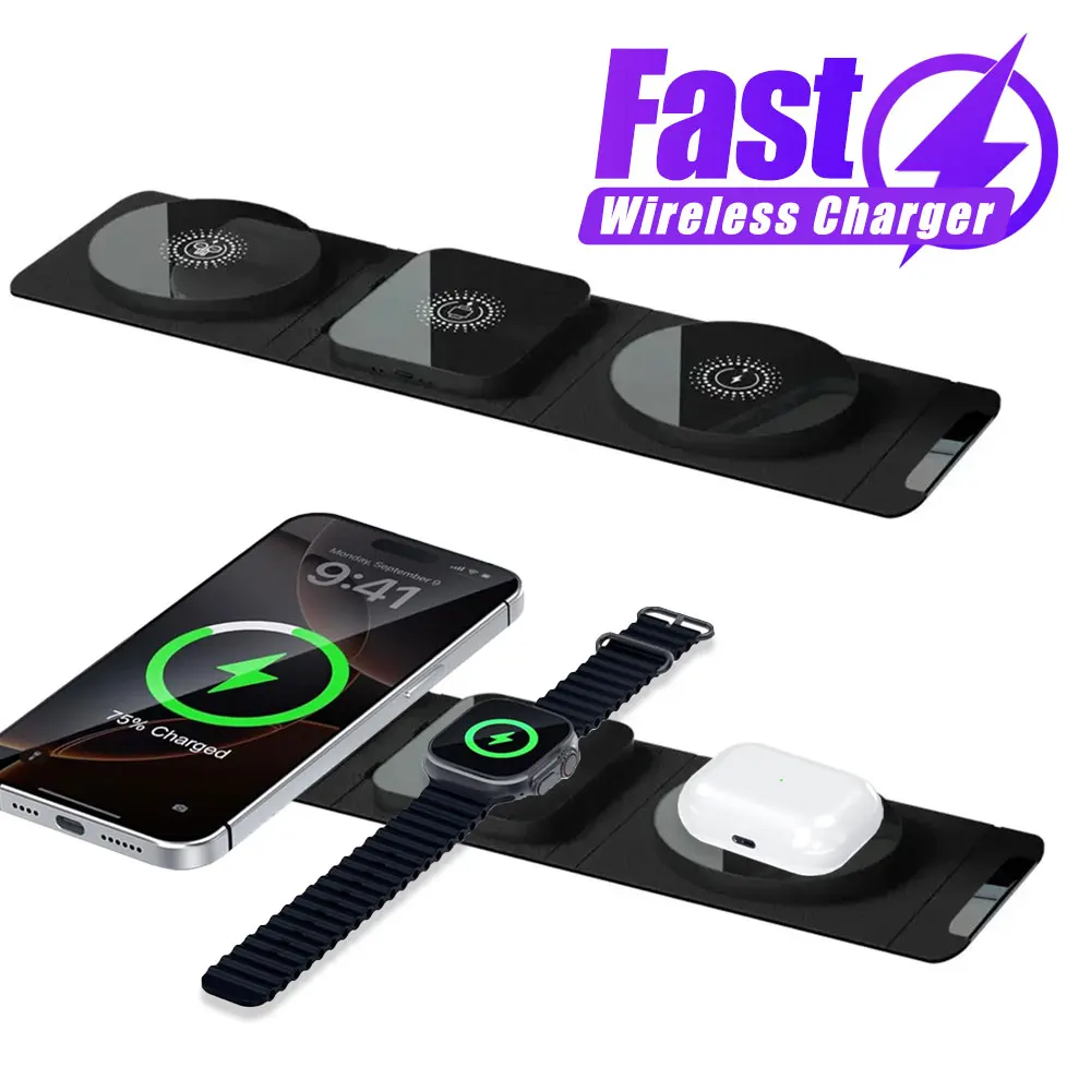 3 in 1 고속 충전 스테이션 데스크 무선 충전 패드 - Watch 7 Smartwatch Iphone 리뷰 및 가격