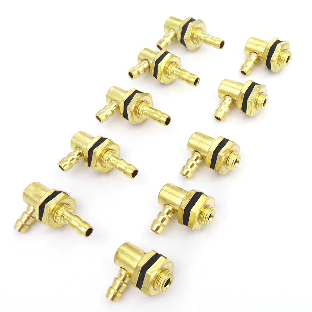 5PCS Fuel Nipple Fuel Inlet Outlet Nipple Tank Filler Oil Nozzle Copper End for Fuel Tank Gasoline Nitro RC Car Boat