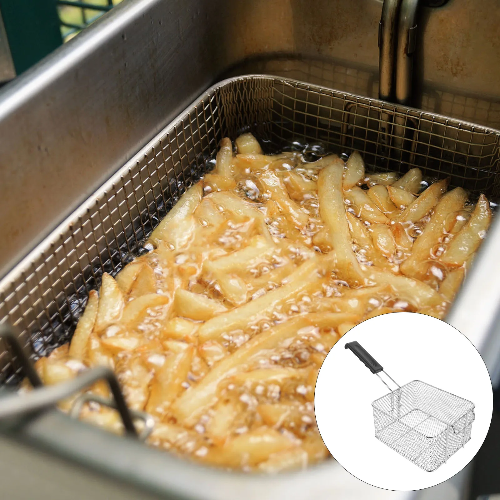 

Stainless Steel Deep Frying Basket Compact Snack Fry Basket for Fries Chips Chicken Wings Sturdy Handle Snack Fry Basket,