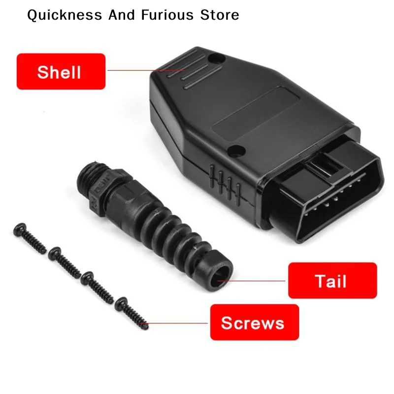 【MO】1 Set OBD Male Plug OBD2 16Pin Connector OBD II Adaptor OBDII Connector J1962 OBD2 Connector