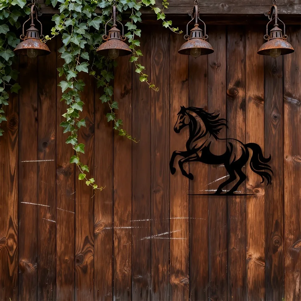 CIFBUY Metal Wall Art Galloping Horse Sculpture Indoor Outdoor Weather Resistant Hanging Decor Display