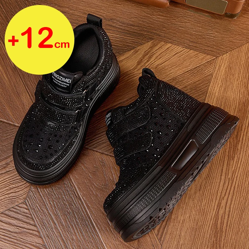 Thick Soled White Shoes for Women Summer New Versatile Breathable Hollow Mesh Casual Shoes 12CM Height Increasing Women's Shoes view 4
