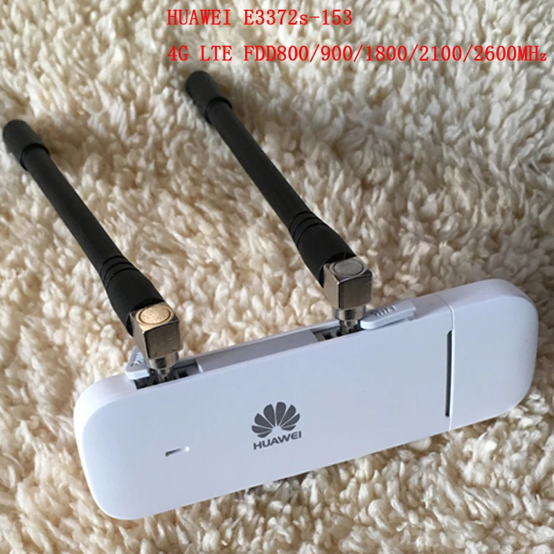 HUAWEI E3372s-153 150Mbps 4G LTE USB Dongle Modem Dual Antenna Port Support All Band with CRC9antenna