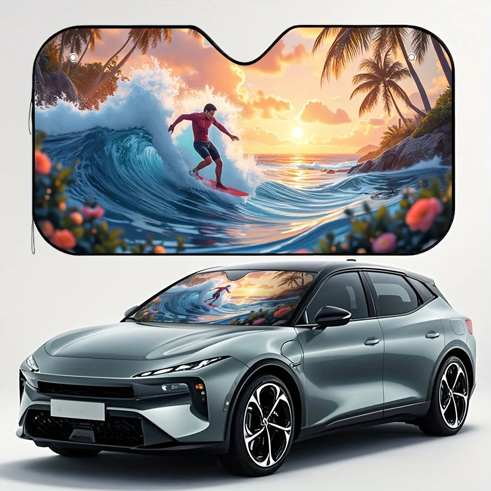 

1 шт., автомобильный солнцезащитный козырек Ocean Surfers Wave, надежная защита от солнца для переносов в аэропорту, трендовый автомобильный аксессуар, универсальный аксессуар S