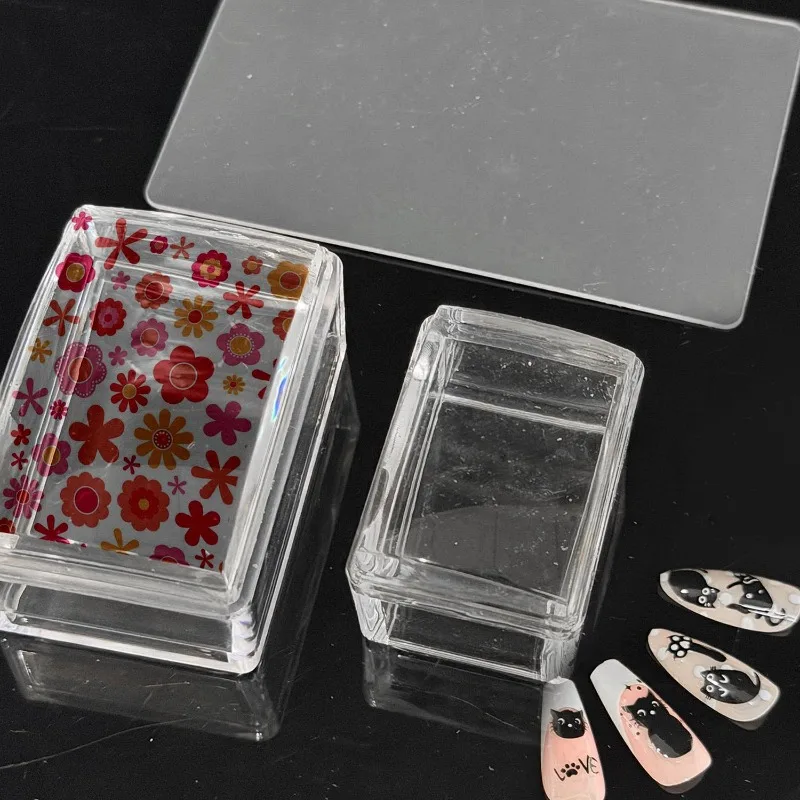 Square Plates Transparent Silicone Nail Stamp French Manicure Nail Stamping Kit Polish Printing Stencil DIY Nail Art Supplies - view 3