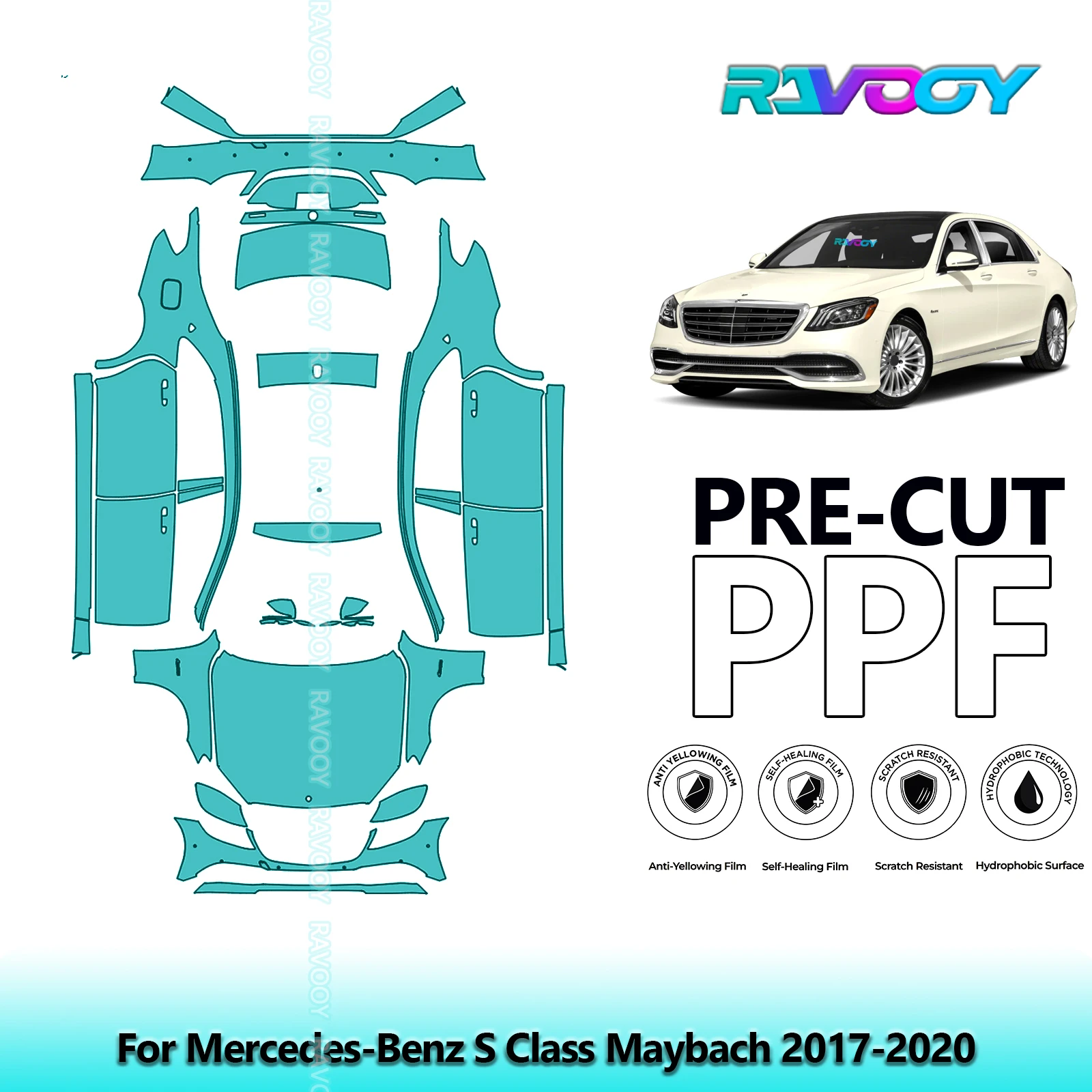 

Full Vehicle Clear Bra Precut PPF Paint Protection Film For Mercedes-Benz S Class Maybach 2017-2020