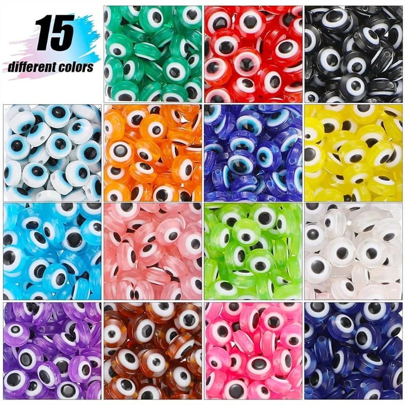 

450 Pcs Mixed Colors Round for Evil Eye Spacer Beads 8mm Turkish Eye Beads Lucky Resin Beads for DIY Jewelry Dropship