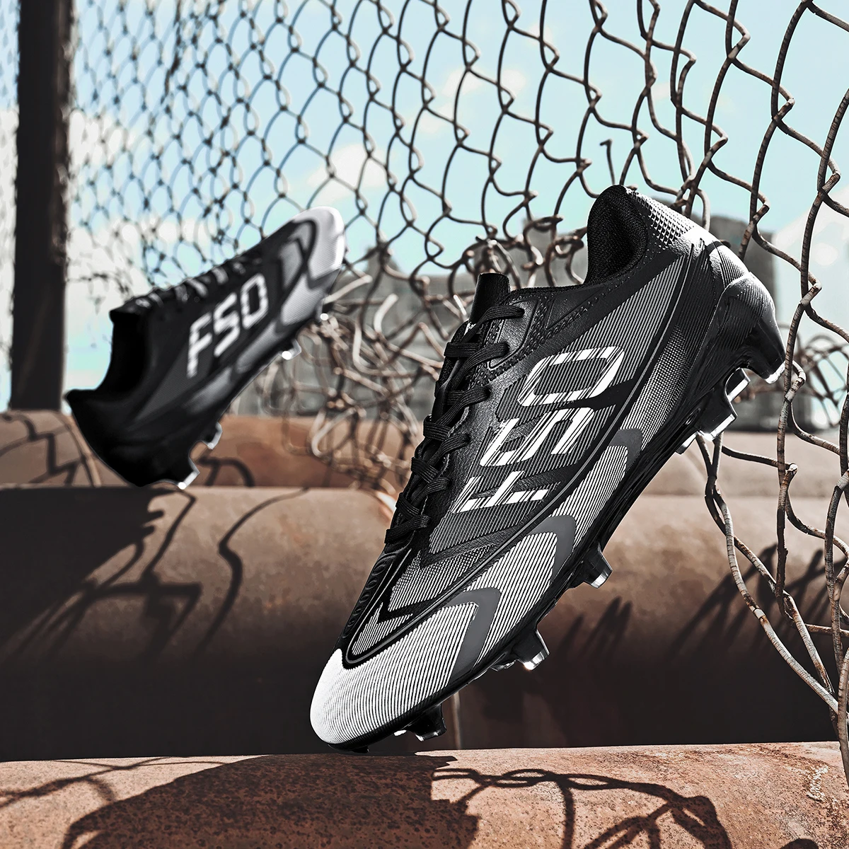 Adult AG FG Soccer Cleats, Reinforced Long Studs, Breathable PU Upper, Unisex Football Boots for Artificial Grass Match