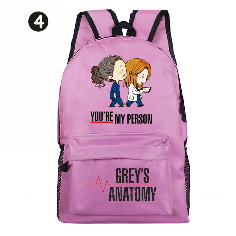 Tv Series Grey's Anatomys Backpack Women Daily Leisure Backpack Teenager Fashion Backpack Students Casual School Bag