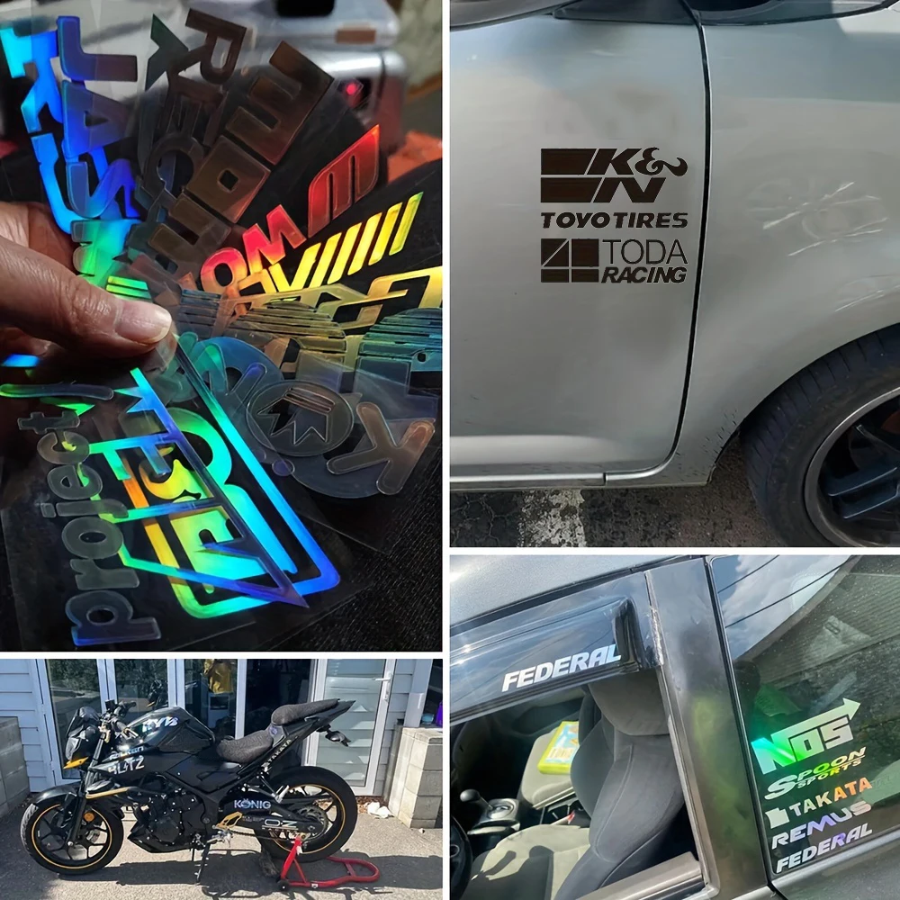 20pcs Reflective Fixed Styles Car Decor Stickers Set Racing Sponsors Vinyl Decals Kit for JDM Lowrider‌ Automobile Accessories