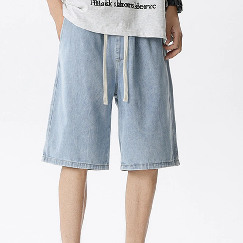 

2026 Men's Classic Straight Leg Denim Shorts Solid Loose Fit Five Pants Casual Everyday Basic Jeans