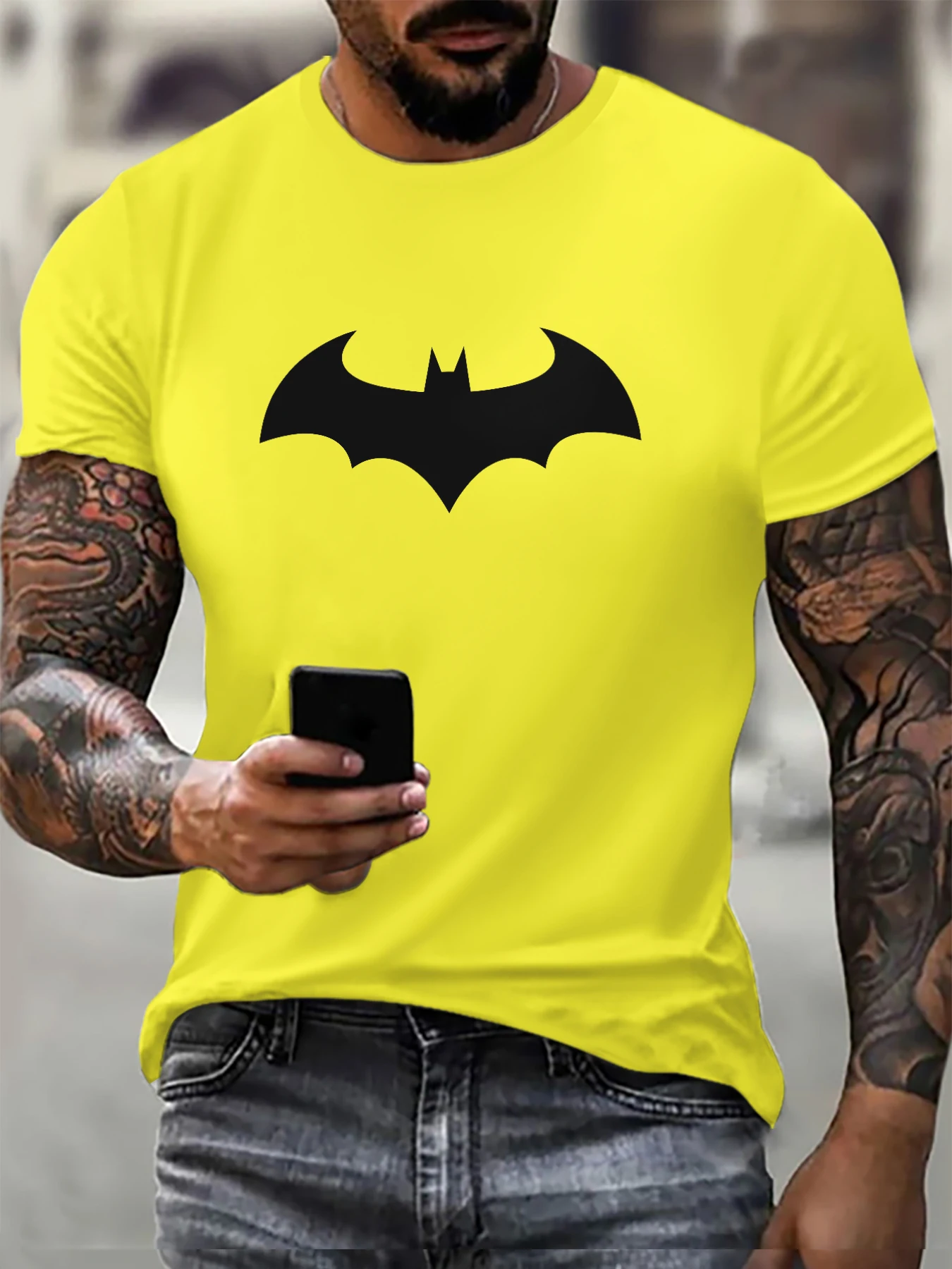 Fashion Bat Pattern Men's T-Shirts Summer Short Sleeve Outdoor Street 3d Printed Hip Hop T Shirt 6XL Plus Size Casual Tops