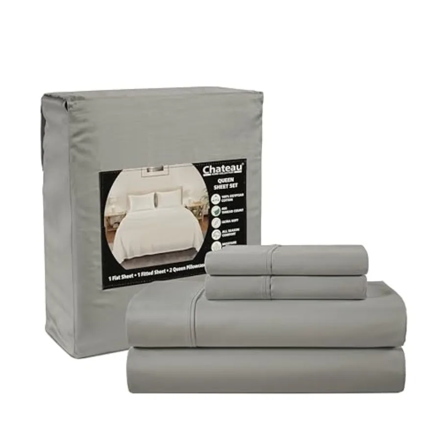 

100% Egyptin Cotton Sheets Size Bed Set 400 Thread Count 15" Deep Pocket Sheets Sateen Weave 4 Pcs Naturally Cool Soft Breathab