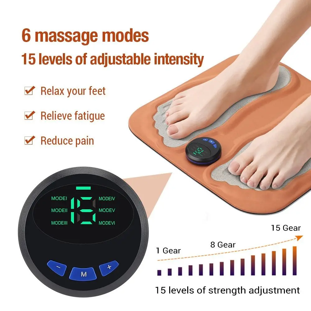 

6 Mode Smart 3D Foot Massage Pad Foldable 15 Levels Foot Circulation Massager Micro-current Pulse Relax Muscles