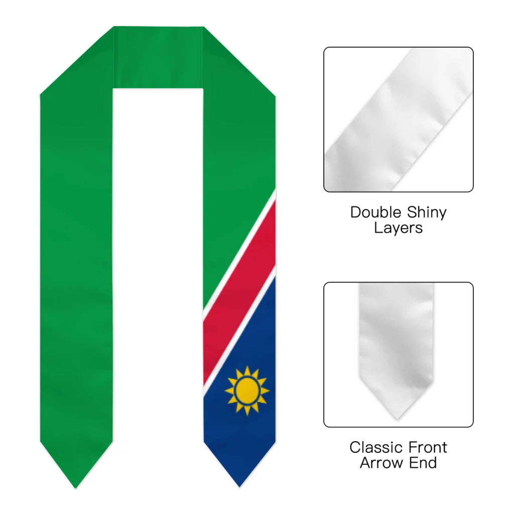 Graduation Sash Namibia Flag scarf Shawl Stole Sapphire Blue with Star Stripe Bachelor Gown Accessory Ribbon 180*14cm