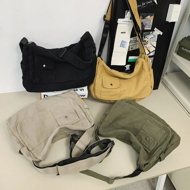 Japanese Messenger Bag Fashionable Simple Versatile Large-capacity Tote Bag Retro Canvas Messenger Bag Unisex Sports Travel Bag