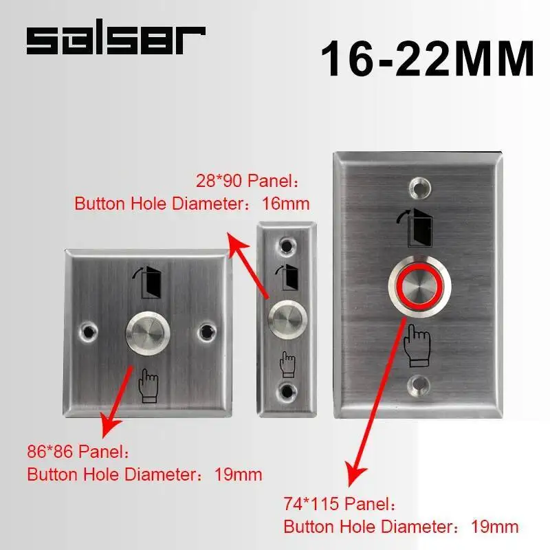 16mm 19mm Momentary Reset DIY Push Button Flat Stainless Steel Control Switch Panel Door Bell With Light LED 3-6V 12-24V 220V
