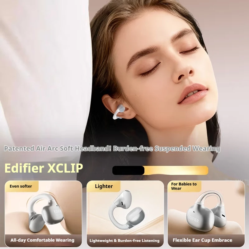 Custom EDIFIER X Clip Bluetooth Earphones Wireless BT6.0 Open Ear Clip Type Semi In Ear AI Smart Outdoor Sports Music Gaming