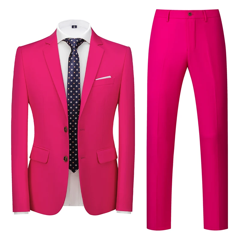 New Autumn Orange Men's Two-Piece, Asian Size Slim Fit Suit Jacket with Trousers, Office/Interview/Wedding Male Sets.M-5XL 6XL