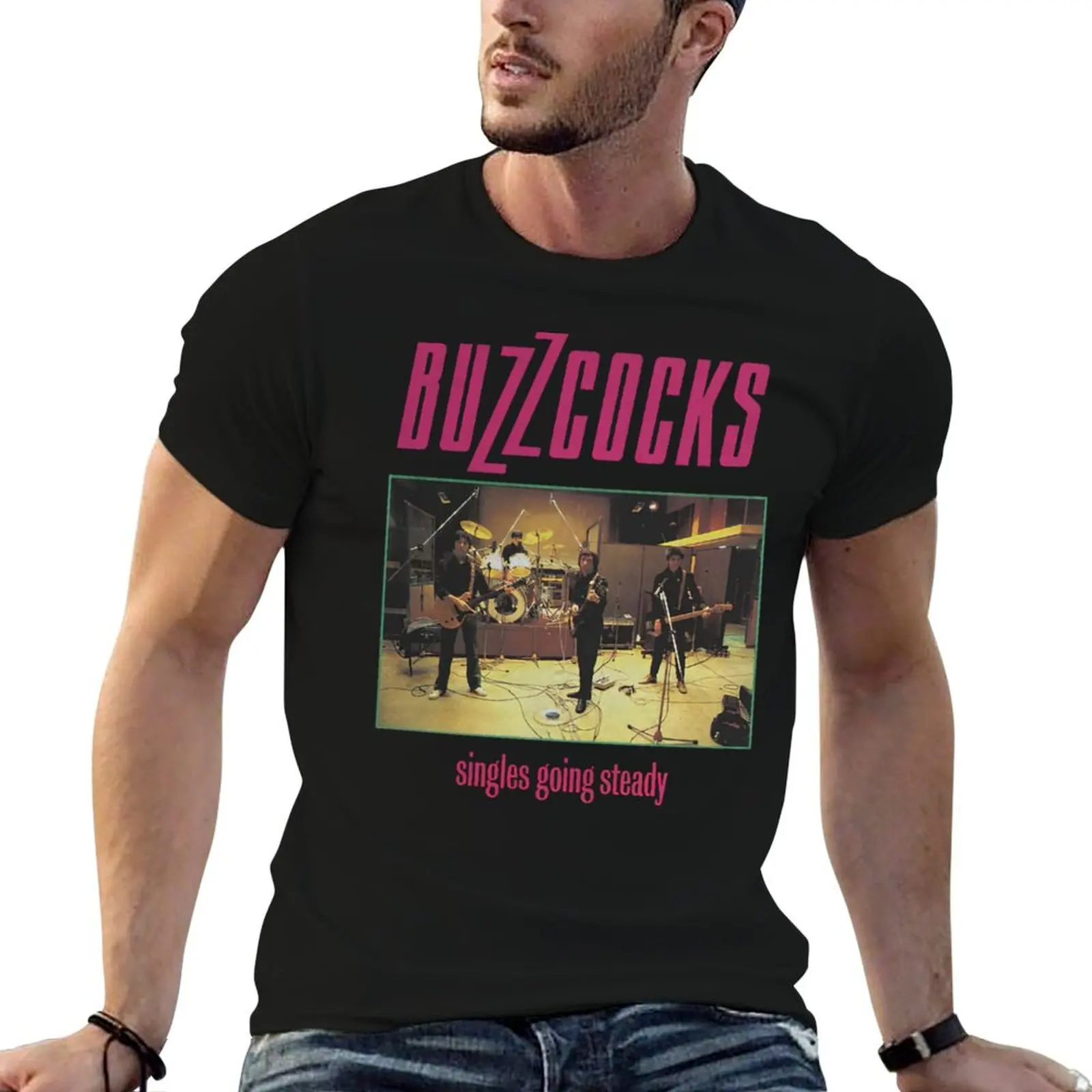 Singles Going Steady T-shirt rose à manches courtes, décontracté et tendance