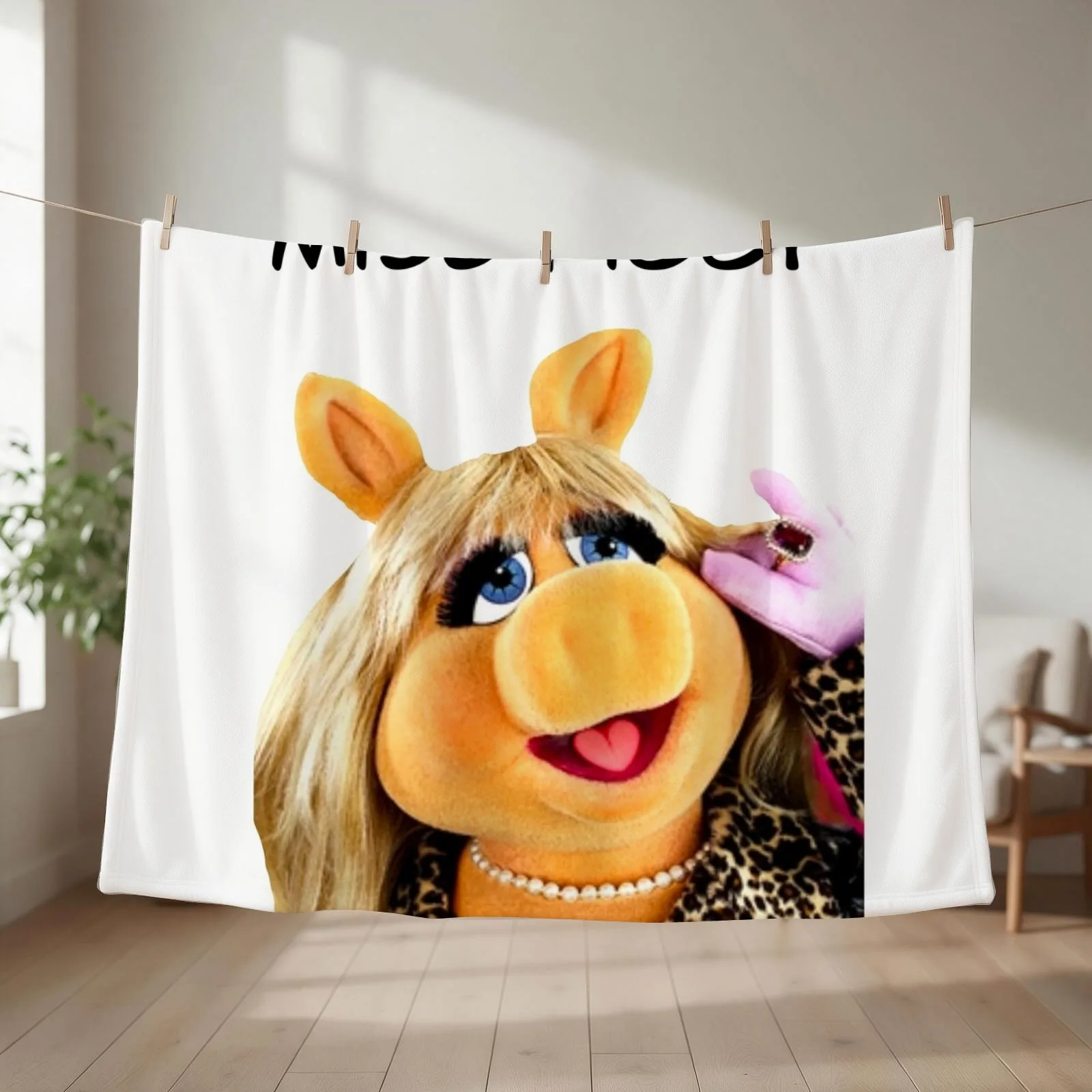 Miss Piggy Muppet Throw Blanket couch cozy soft plush fuzzy picnic outdoor blanket