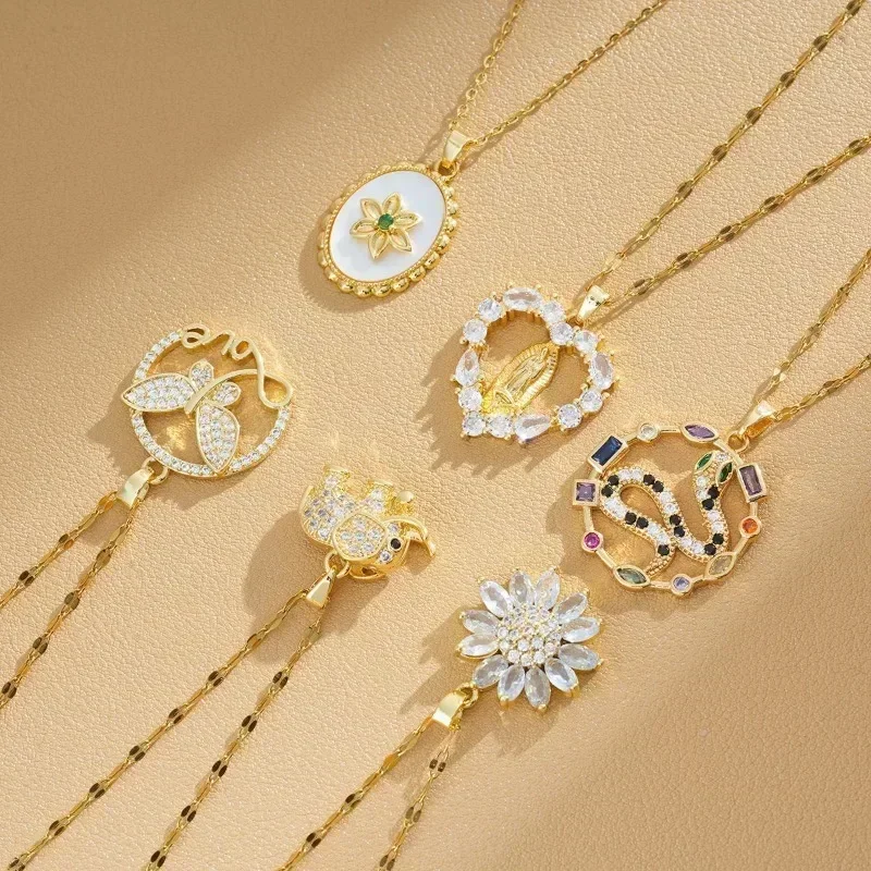 

Real gold three-dimensional elephant necklace, women's collarbone chain, fashionable clothing necklace, retro necklace