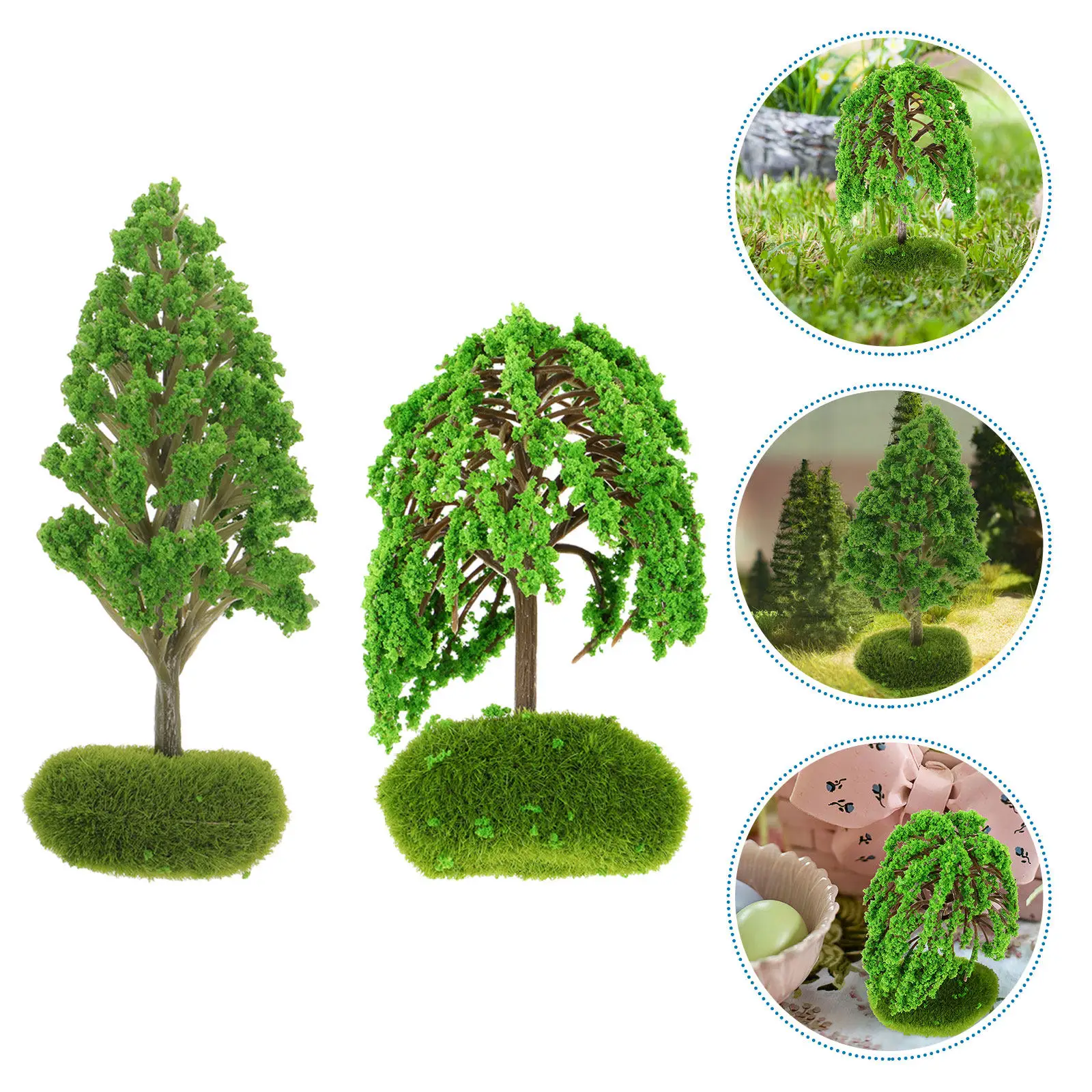 4Pcs Mini Simulation Tree Models Realistic Plastic Landscape Decoration for Train Scenery Architecture Diorama Micro Garden
