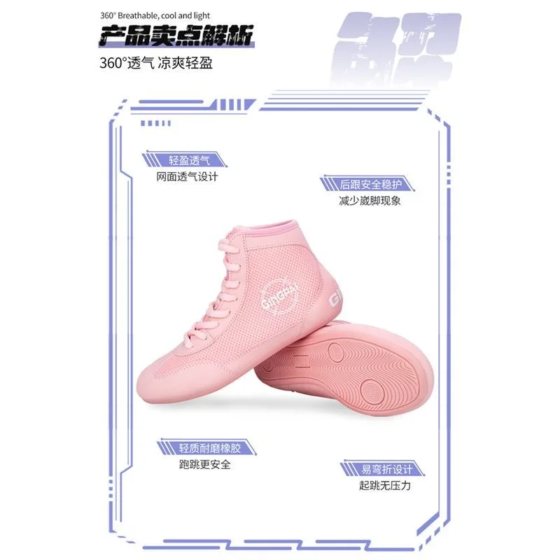 Professional Wrestling Shoes for Men Women Boxing Shoes Couples White Pink Fighting Boots Boys Breathable Training Shoes Unisex