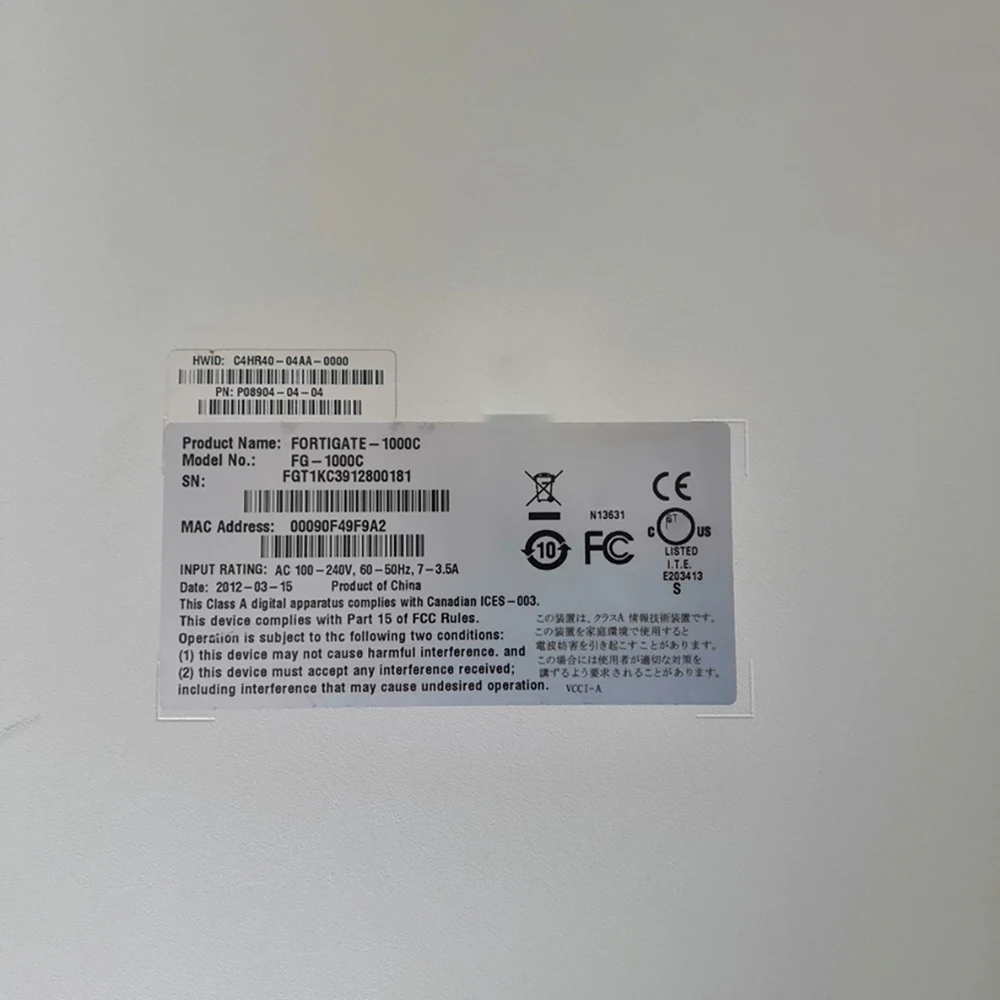 

Для FORTINET Flying Tower FortiGate 1000C Аппаратный брандмауэр Двойной источник питания FG-1000C