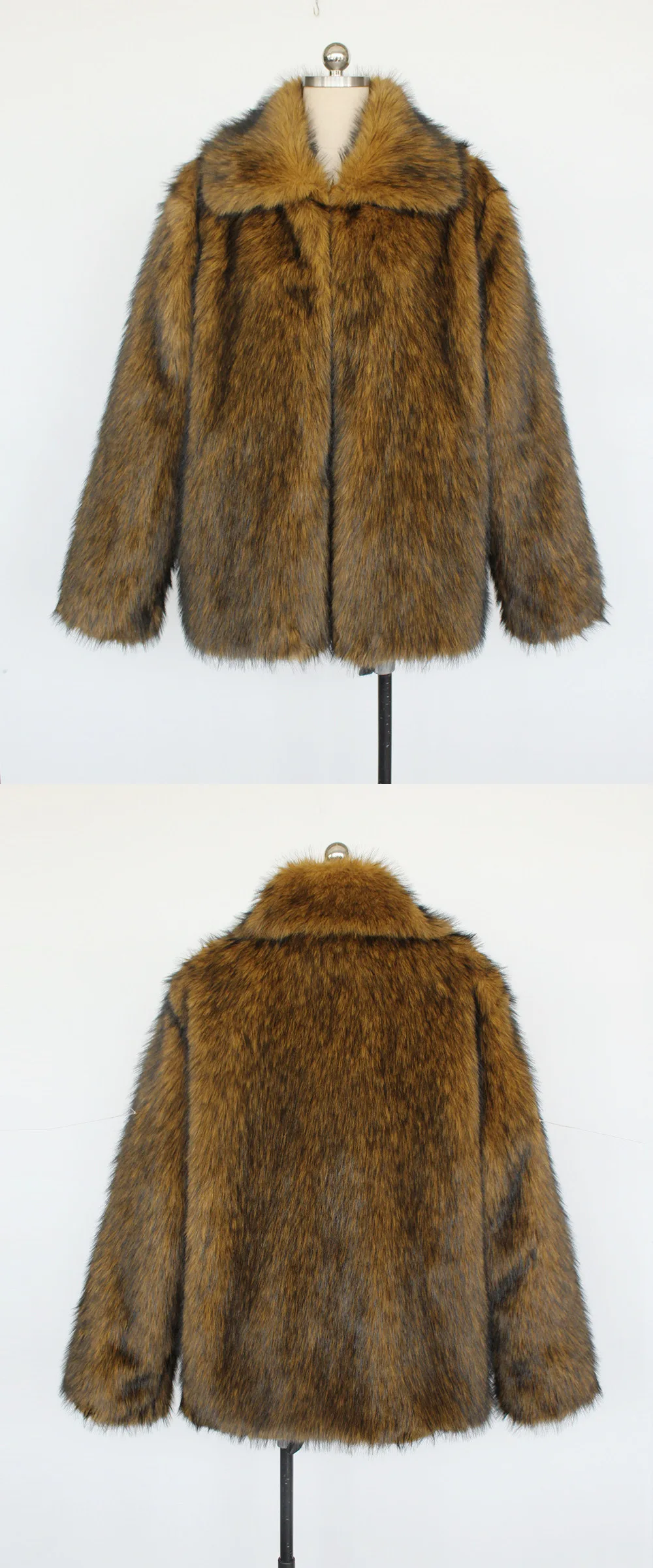 

For Male Fashion Thick Thermal Fur Parkas Elegant Outerwear Coat Men's Stylish Faux Fur Jacket Winter Warm Fur Coat