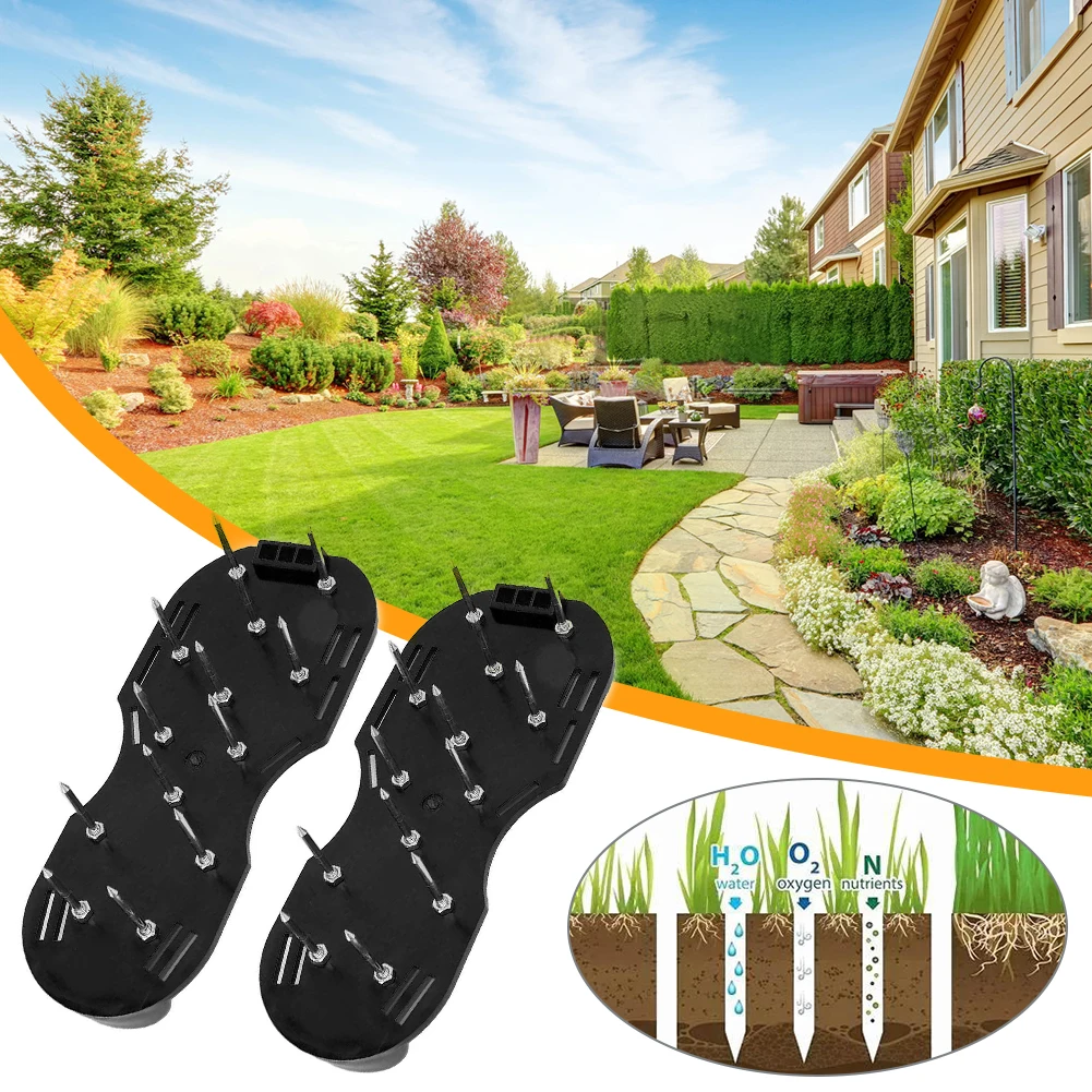 V2C Lawn Aerator Shoes Aerator Spiked Sandals with Adjustable Strap Gardening Aerator Sandals Anti-Slip for Yard Patio Garden