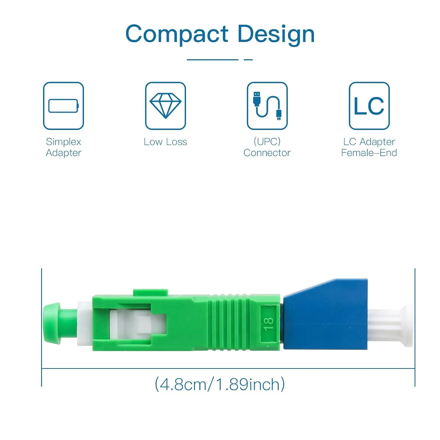 Adapter światłowodowy Natalink SC/APC (wtyk) do LC/UPC (gniazdo), przeznaczony do światłowodów jednomodowych, do zastosowań FTTH, służący jako konwerter do lokalizatora wizualnych uszkodzeń. — zdjęcie produktu 4