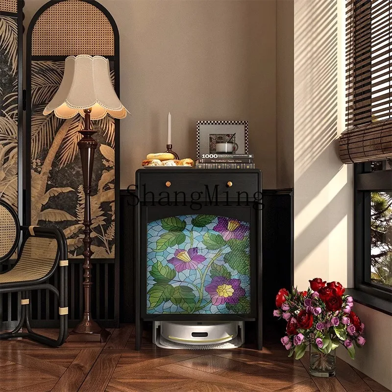 

ZYY solid wood living room wall locker medieval storage drawer chest household storage cabinet