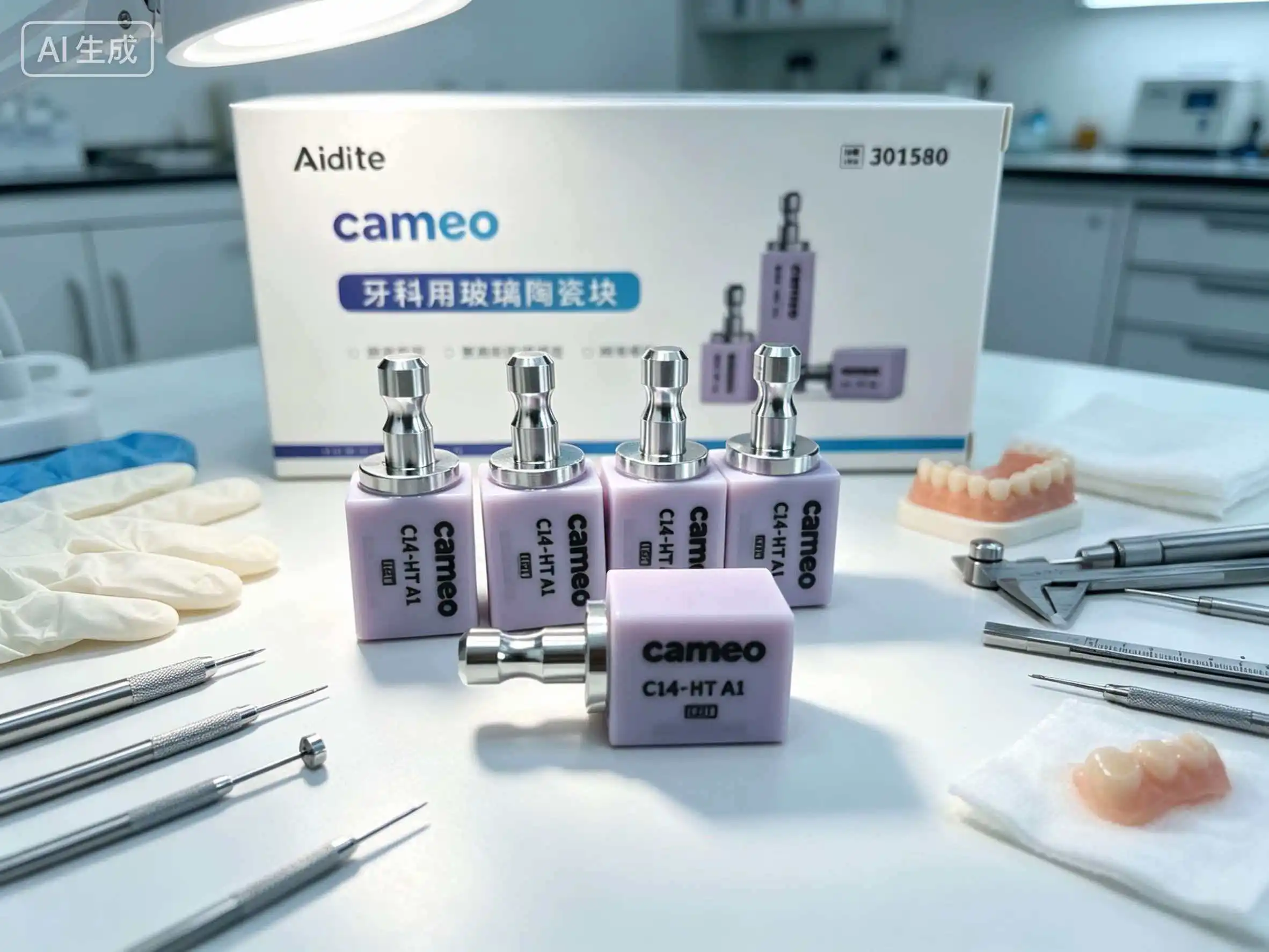 AiditeCameo C14 5Pcs Box LithiumDisilicate Glass Ceramic Blocks CAD/CAM Translucent Dental Materials for Dental Crown Veneer Lab