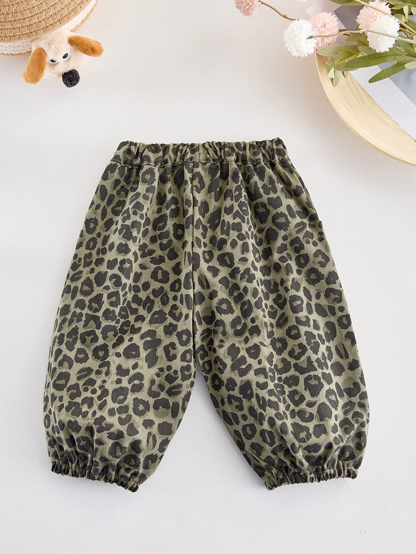 Boys and Girls' Pants - Korean-Style Leopard Print Pants with Full Prints, Baby-Sized Elasticated Cuffs for Mosquito Protection