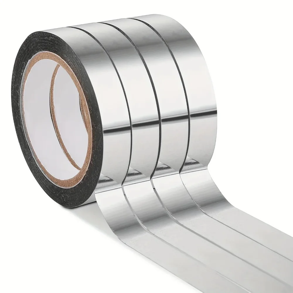 Silvery Metallic Mirror Tape,Art Self-Adhesive Decorative Tape for Wall, Wardrobe, Bathroom Decor, Gift Wrapping, Crafts