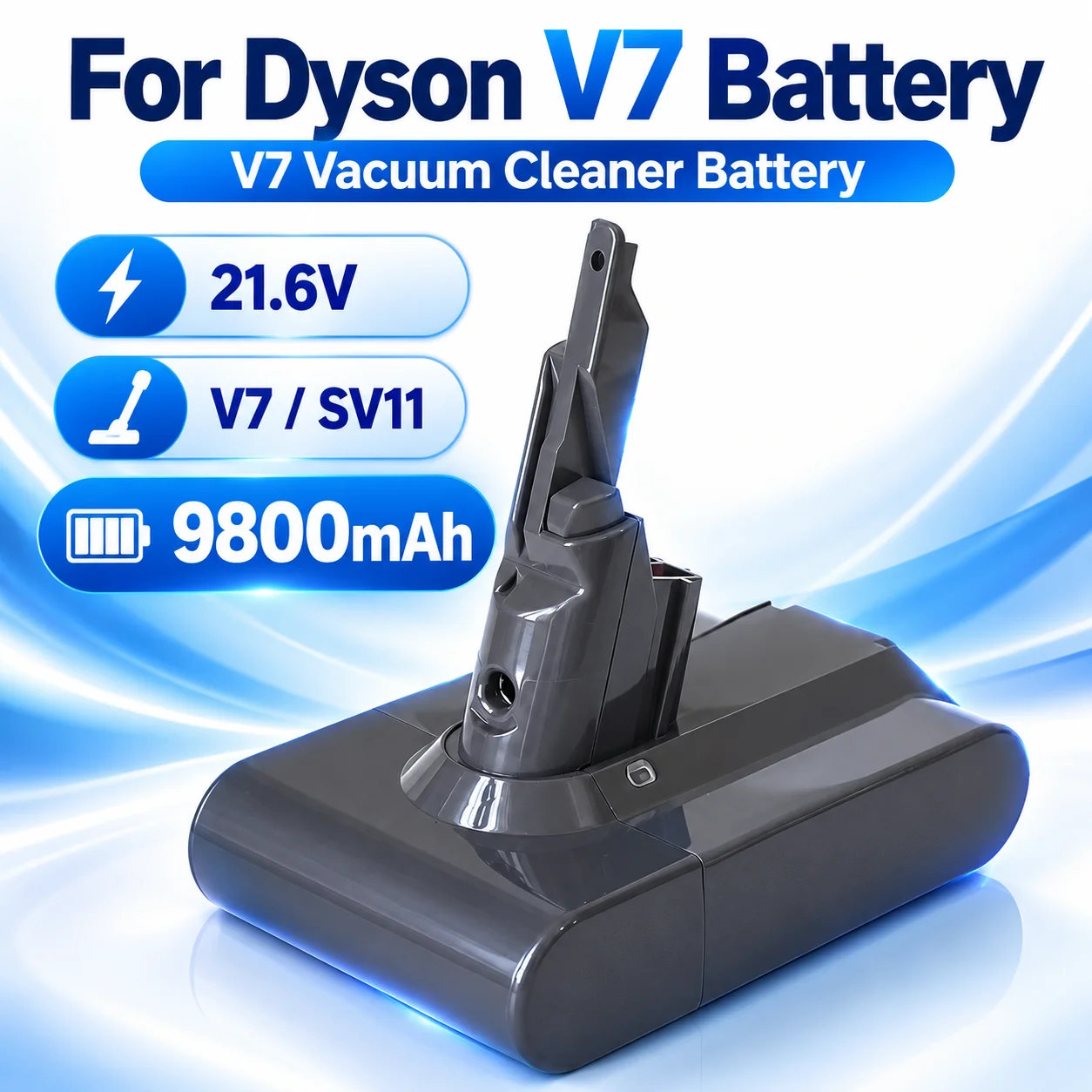 Handheld Vacuum Cleaners Battery For Dyson V7 /SV11, 21.6V Battery For V7 Animal Motorhead Trigger Fluffy Absolute Car+Boat