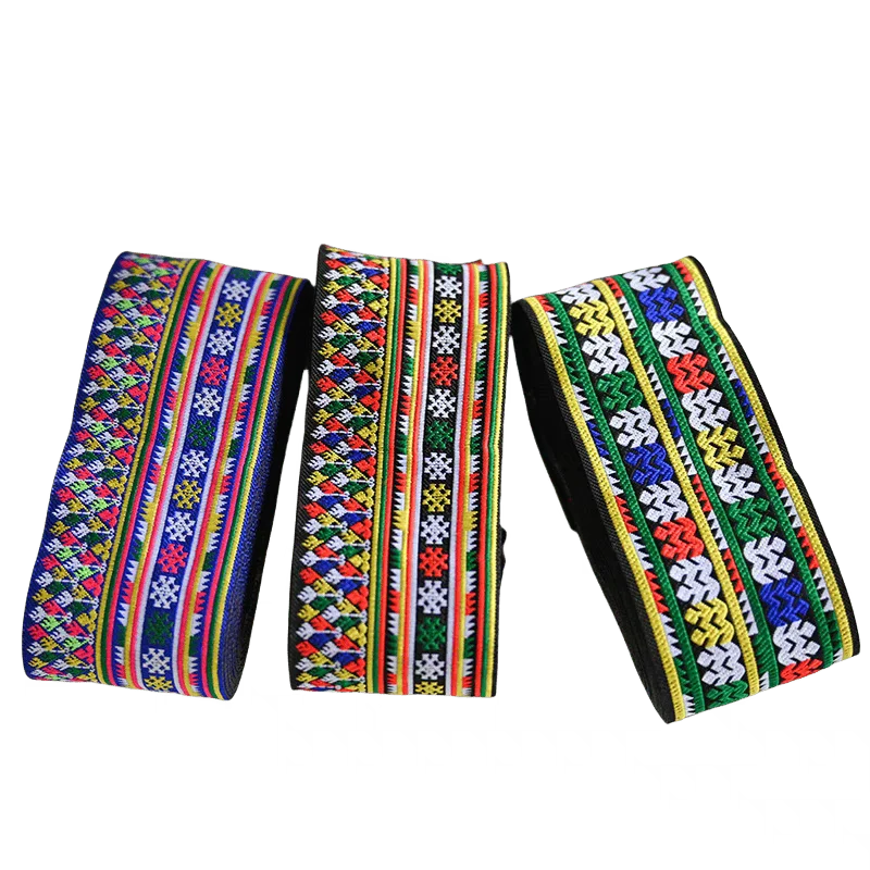 5yard Hmong Embroidery Jacquard Woven Webbing lLace Trim 6.6cm Dress Collar Decor Ribbon Tape Ethnic Tribal Miao Karen Boho DIY