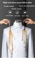 Men's Breathable Waterproof Wrinkle Stain Oil Resistant Shirt Button Down Long Sleeve Elastic Shirts Anti-Dirt Business Tops