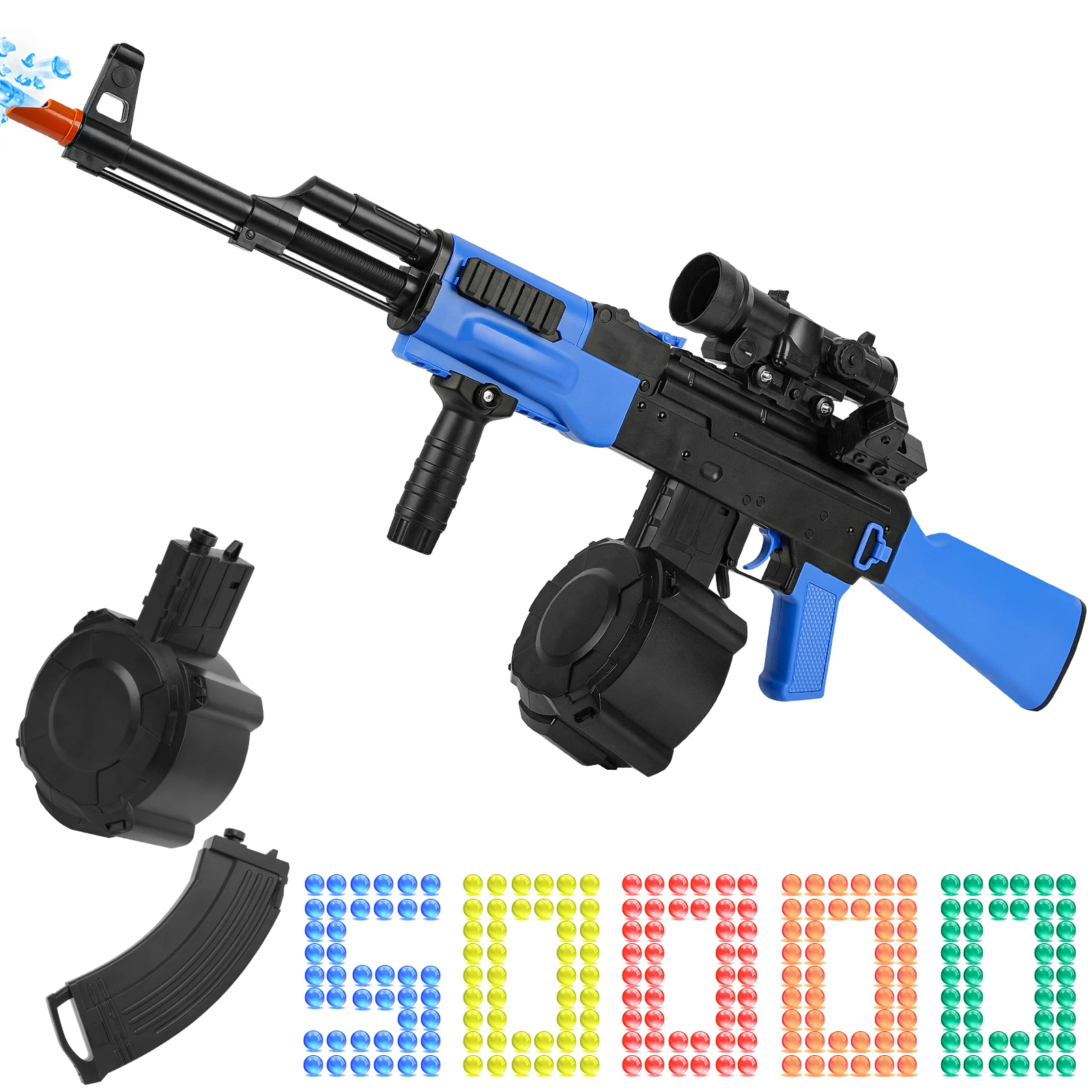 자동 및 수동 블래스터 AK 장난감, 롤러 자석 슈팅 게임, 14 세 이상 블루, 2 가지 모드