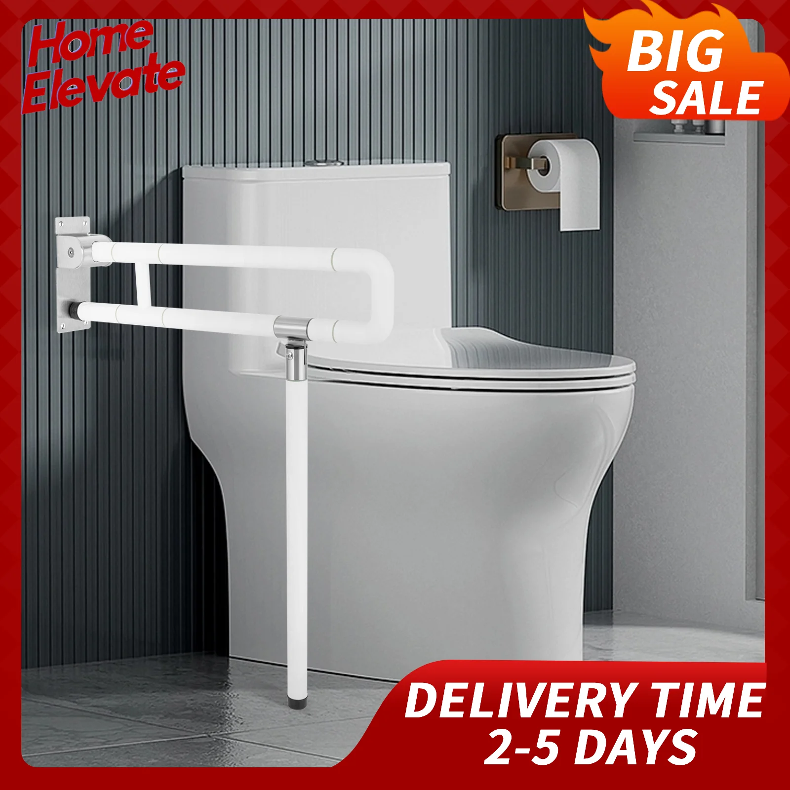 

Foldable Toilet Grab Bar 23.6 Inch Stainless Steel Safety Rail Bathroom Support for Elderly Disabled Pregnant Up to 220 lbs