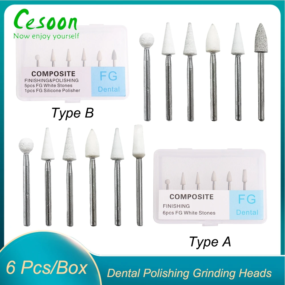 1 Set Dental White Stone Polishing Polisher FG Drills Cone Round Shape Flame white sandstone Grinding Head Dentistry materials