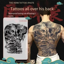 Full Back Herbal Juice Semi-permanent Tattoo Stickers 7-15 Days Lasting Temporary Fake Tattoo Totem Myth of Men and Women Art