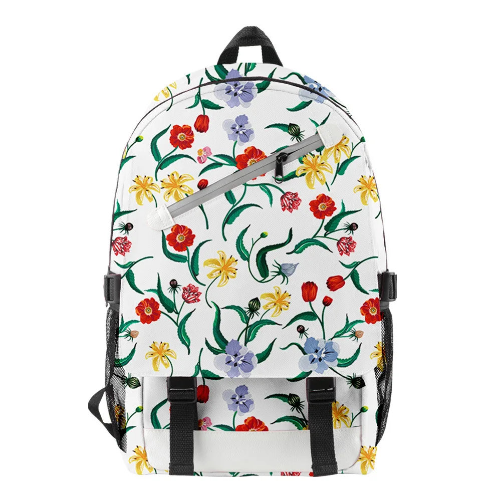 Cartoon Youthful Beautiful Flowers Student School Bags Unisex 3D Print Oxford Waterproof Notebook multifunction Travel Backpacks