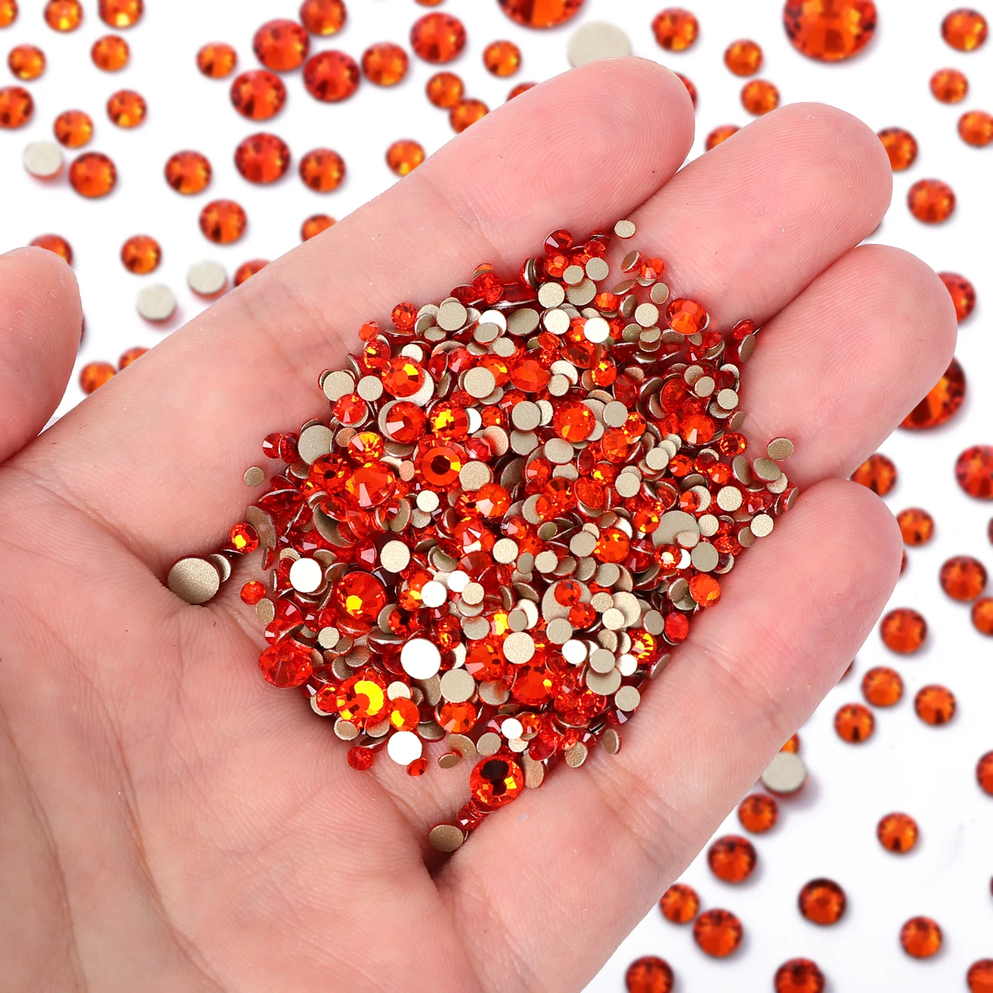 1440Pcs/Pack Golden Bottom Glass Flatback Rhinestones High Quality Glitter Golden Bottom Stones Glue on Diamond for DIY Nail Art